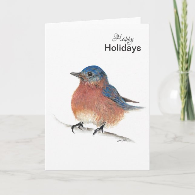 Happy Holidays Blue Bird Card Karte (Vorderseite)