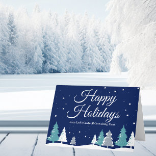 Happy Holidays Blue Customizable Company Weihnacht Feiertagskarte