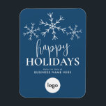 Happy Holidays Blue Modern Logo Business Magnet<br><div class="desc">Happy Holidays Blue Modern Business Logo Holiday Card Magnet</div>