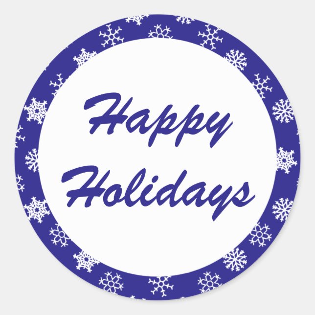 Happy Holidays Blue Snowflake Muster Stickers (Vorderseite)