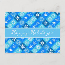 Happy Holidays Blue Snowflakes Postkarte