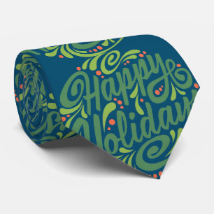Happy Holidays Blue und Green Christmas Neck Tie Krawatte