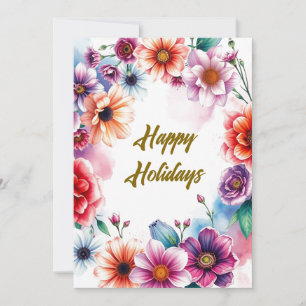 Happy Holidays Blume Wasserfarbe Frohe Weihnachten