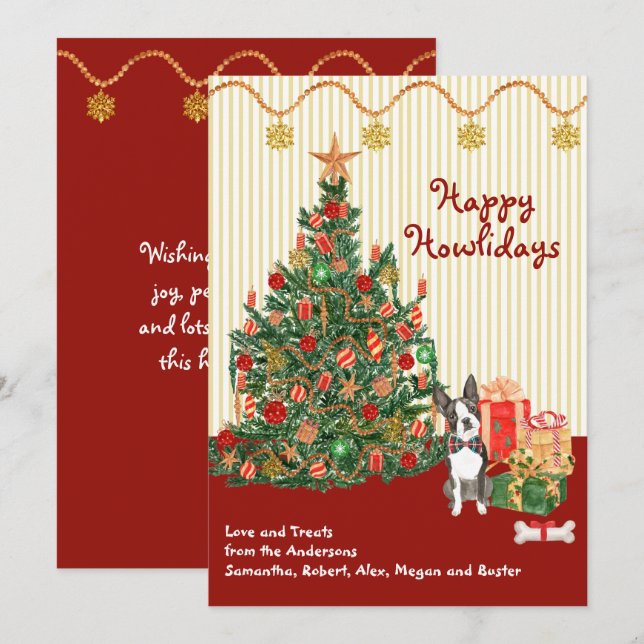 Happy Holidays Boston Terrier Tree Weihnachten (Vorne/Hinten)