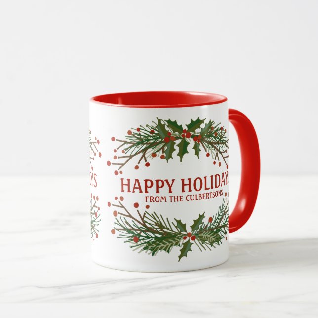 Happy Holidays Botanicals Tasse (VorderseiteRechts)