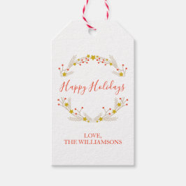 Happy Holidays Botanischer Weihnachtskranz Geschenkanhänger