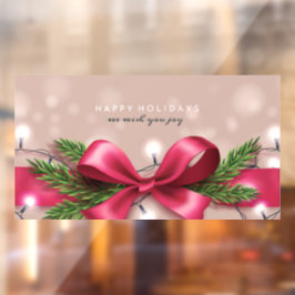 Happy Holidays Bow und Weihnachtslicht Fensteraufkleber