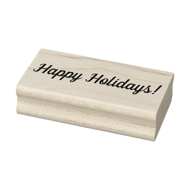 Happy Holidays Briefmarke aus lackiertem Holz Gummistempel (Stempel)