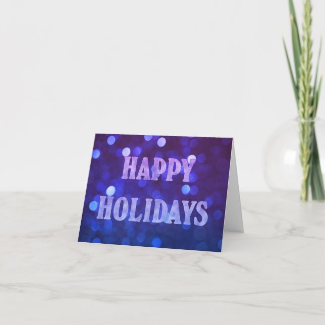 Happy Holidays Bright Blue Bokeh Feiertagskarte (Vorderseite)
