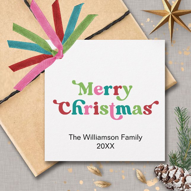 Happy Holidays Bright Holiday Weihnachts Typografi Geschenkanhänger (Von Creator hochgeladen)