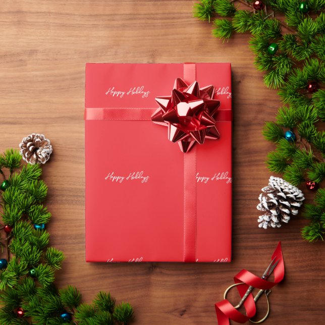 Happy Holidays Bright Red Christmas New Year Geschenkpapier (Feiertagsgeschenk)