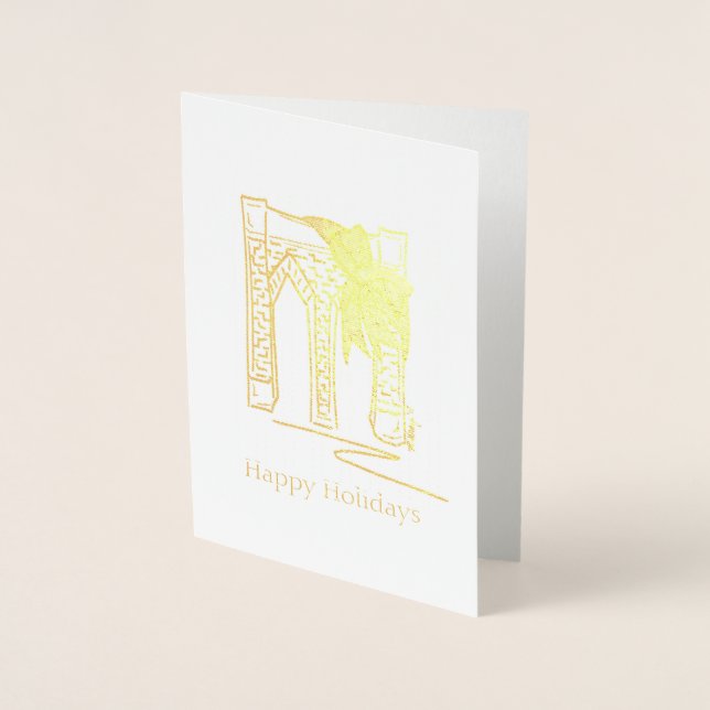 Happy Holidays Brooklyn Bridge Christmas Hanukkah Folienkarte (Vorderseite)