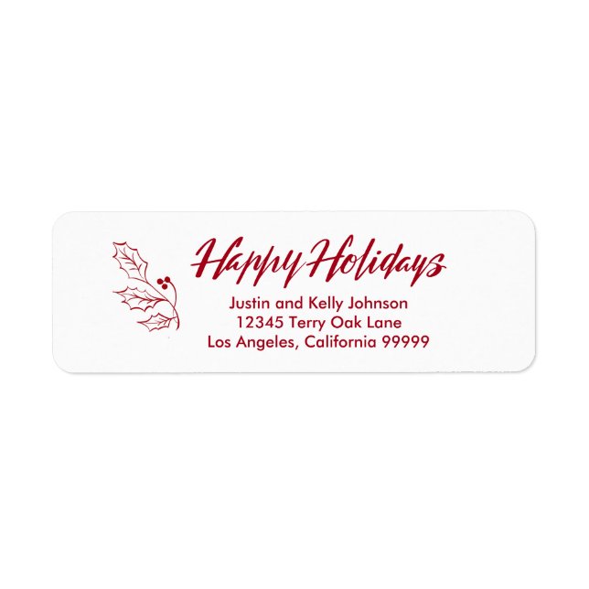 Happy Holidays Brush Calligrafy Rücksendeadresse (Vorne)