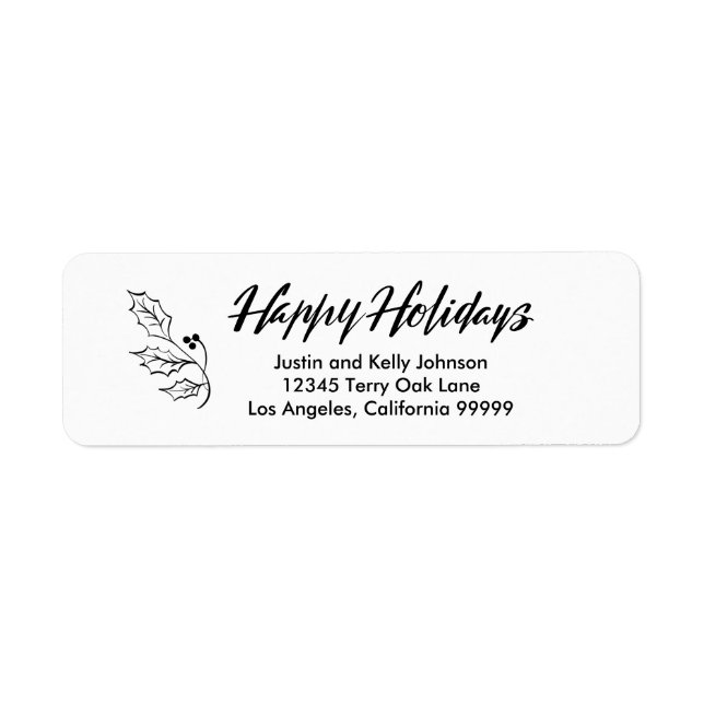 Happy Holidays Brush Calligrafy Rücksendeadresse (Vorne)