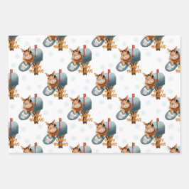 Happy Holidays Bunny in einer Mailbox Geschenkpapier Set