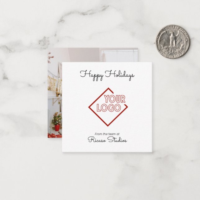 Happy Holidays Business Corporation-Logo Mitteilungskarte (Vorderseite/Rückseite Beispiel)