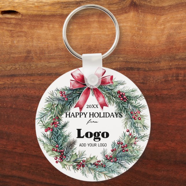 Happy Holidays Business Logo Gift for Clients Schlüsselanhänger (Vorderseite)