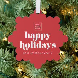 Happy Holidays Business Logo Modern einfach Ornament Karte
