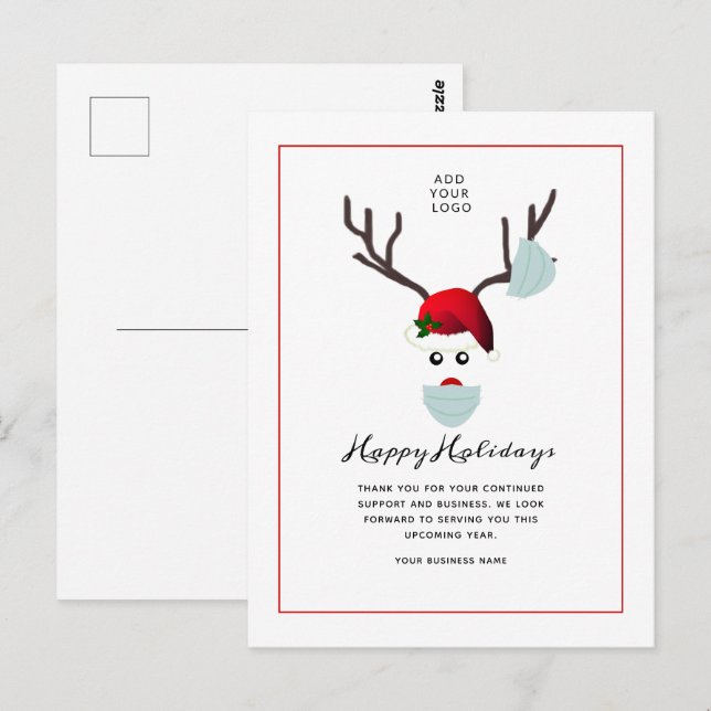 Happy Holidays Business Logo Weihnachtsmann Postkarte (Vorne/Hinten)
