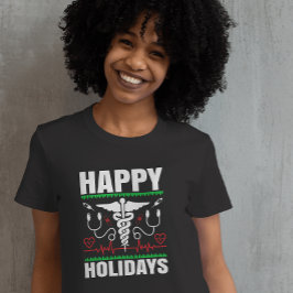 Happy Holidays Caduceus Medical Theme Weihnachten T-Shirt