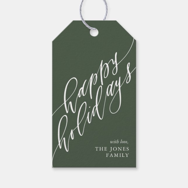 Happy Holidays Calligraphy Gift Tag Geschenkanhänger (Vorderseite)