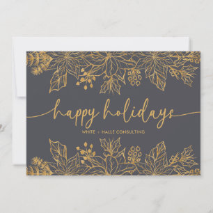 Happy Holidays Calligraphy Script Business   Gold Feiertagskarte
