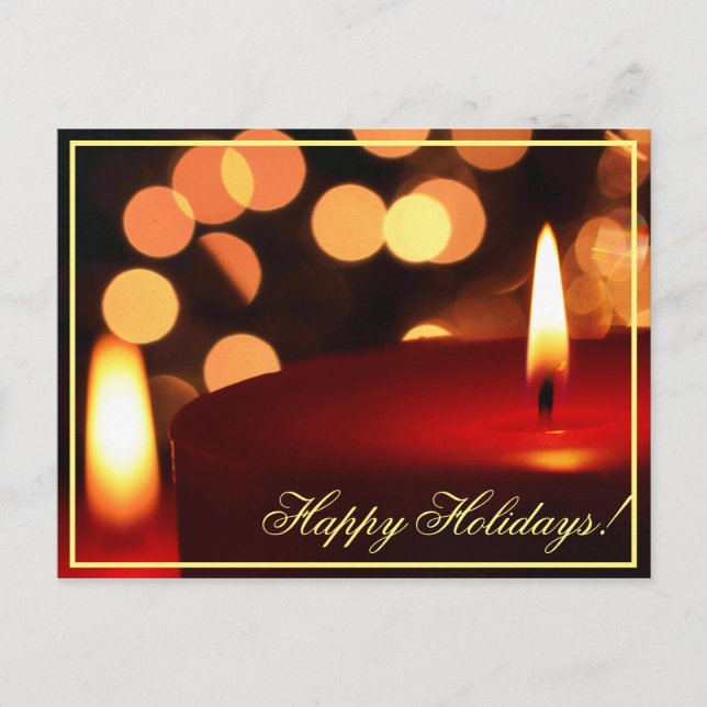 Happy Holidays Candle Lights Postkarte (Vorderseite)