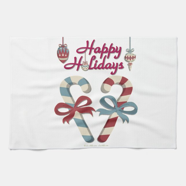 Happy Holidays Candy Cane Heart Küchentuch (Horizontal)