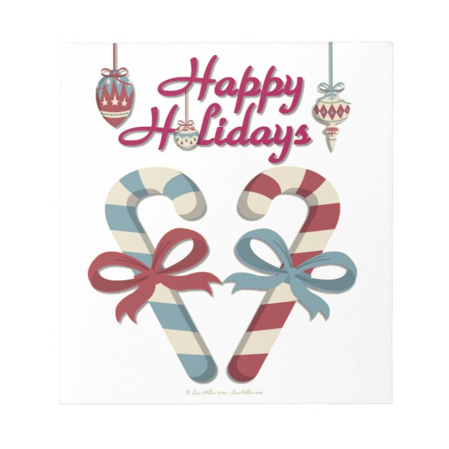 Happy Holidays Candy Cane Heart Notizblock (Vorderseite)