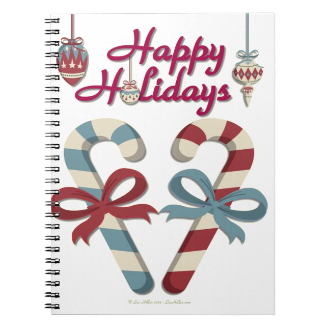 Happy Holidays Candy Cane Heart Notizblock (Vorderseite)