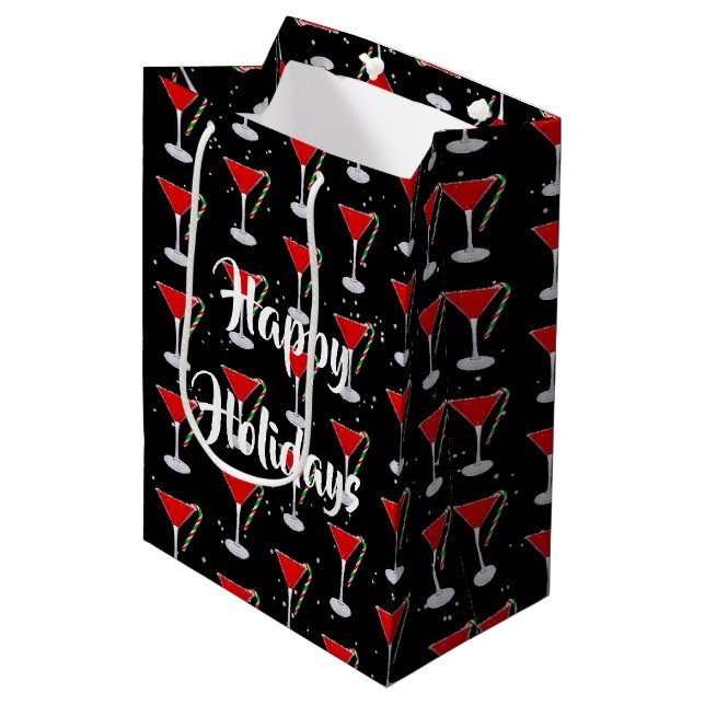 Happy Holidays Candy Cane Martini  Mittlere Geschenktüte (Vorderseite Schrägansicht)