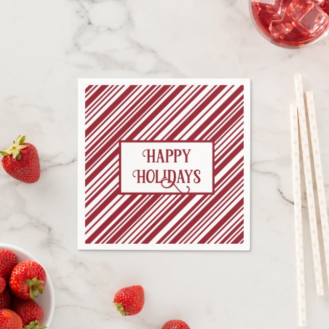 Happy Holidays Candy Cane Stripe Serviette (Beispiel)