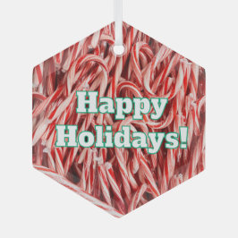 Happy Holidays Candy Cane Style Ornament Aus Glas