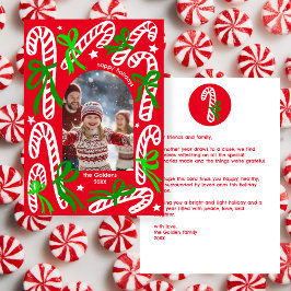 Happy Holidays Candycanes CUSTOM PHOTO Christmas Feiertagskarte