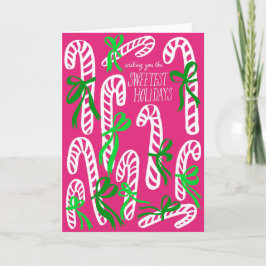 Happy Holidays Candycanes Sweet Pink Weihnachten Karte