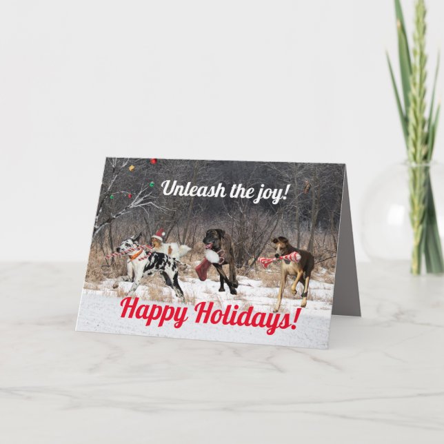 Happy Holidays Card Hunde Feiertagskarte (Vorderseite)