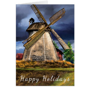 Happy Holidays Card Niederlande Windmill Landschaf