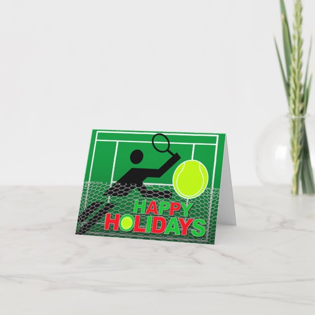 Happy Holidays Card Tennis Player Feiertagskarte (Vorderseite)