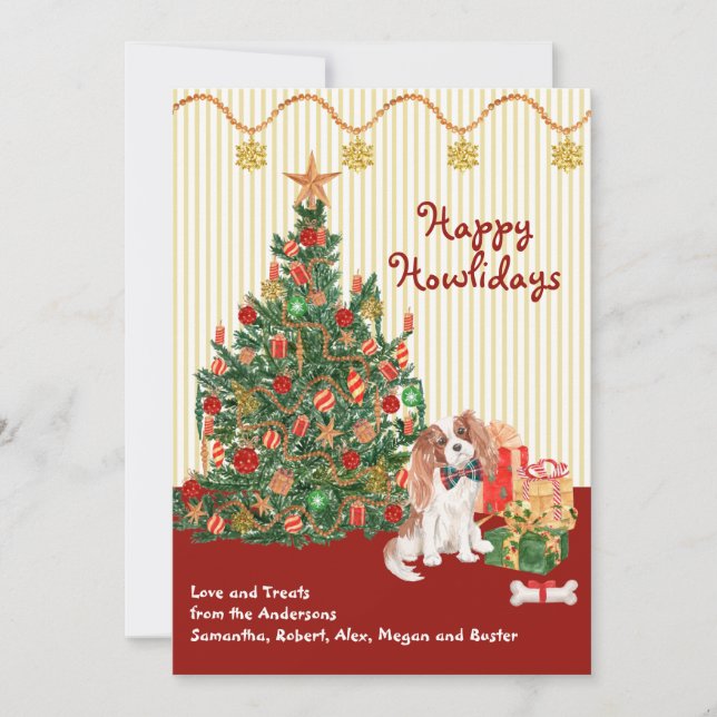 Happy Holidays Cavalier King Charles Spaniel Tree (Vorderseite)