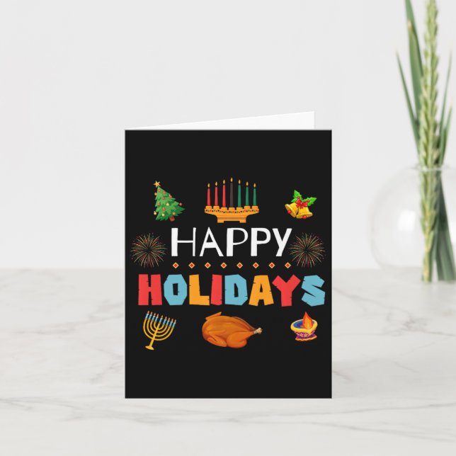 Happy Holidays Celebration Diwali Kwanzaa Hanukkah Karte (Vorderseite)
