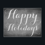 Happy Holidays Chalkboard Typografie Custom Card Feiertagspostkarte<br><div class="desc">Happy Holidays,  Handwriting Typografy Chalkboard Blackboard Schwarz-Weiß-Weihnachtszeit Custom Weihnachtskarte,  können Sie auch leicht hinzufügen,  den Namen und die Adresse des Empfängers,  wenn Sie dies auf Zuhause hinzufügen möchten,  löschen Sie einfach den Beispieltext.</div>