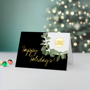 Happy Holidays Chic Wreath Business Logo Elegant