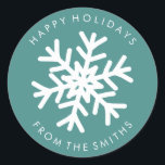 Happy Holidays - Christmas Aquamarin   White Label Runder Aufkleber<br><div class="desc">Happy Holidays - Weihnachten Aquamarin   Weiß Label. Eine großartige kleine Touch zu Ihren Urlaubskarten mit diesen festlichen Labels.</div>