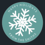 Happy Holidays - Christmas Aquamarin   White Label Runder Aufkleber<br><div class="desc">Happy Holidays - Weihnachten Aquamarin   Weiß Label. Eine großartige kleine Touch zu Ihren Urlaubskarten mit diesen festlichen Labels.</div>