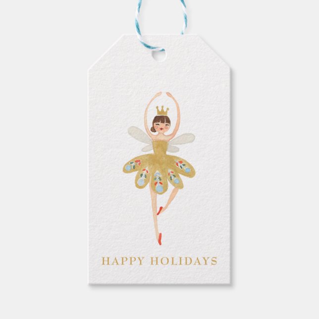 Happy Holidays Christmas Ballerina Ballet Geschenkanhänger (Vorderseite)