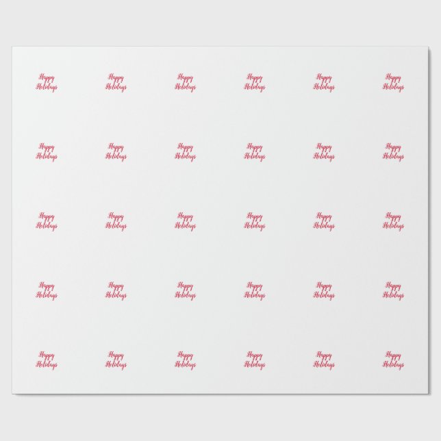 Happy holidays christmas handwriting red white geschenkpapier (Flach)