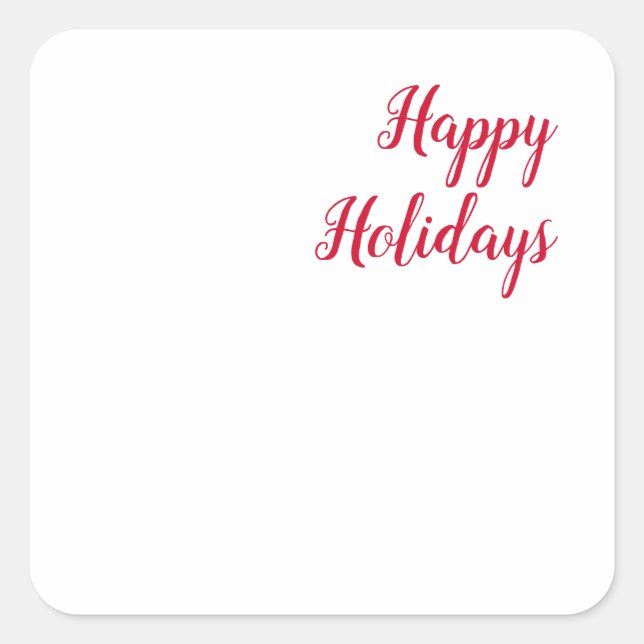 Happy holidays christmas handwriting red white quadratischer aufkleber (Vorderseite)