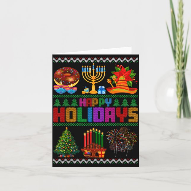 Happy Holidays Christmas Hanukkah Kwanzaa Happy Ne Karte (Vorderseite)
