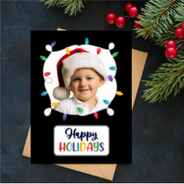 Happy Holidays Christmas Lights (fügen Sie Ihr Fot Feiertagspostkarte