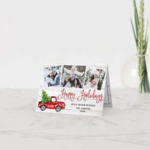Happy Holidays Christmas Red Farm Truck 3 Feiertagskarte